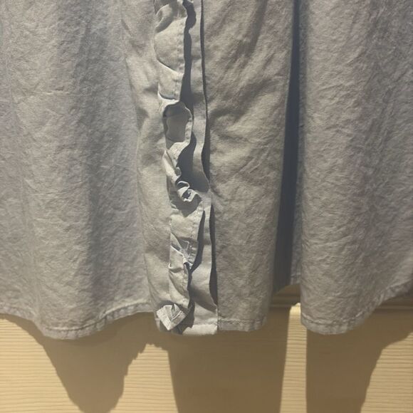 LOFT Sky Blue Ruffle Collar top SZ Xlarge - Picture 5 of 11